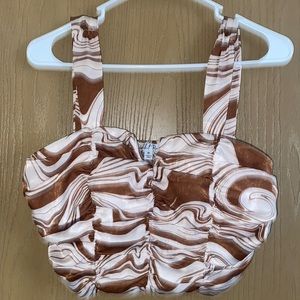 Brown and cream swirly Crop top 🌟